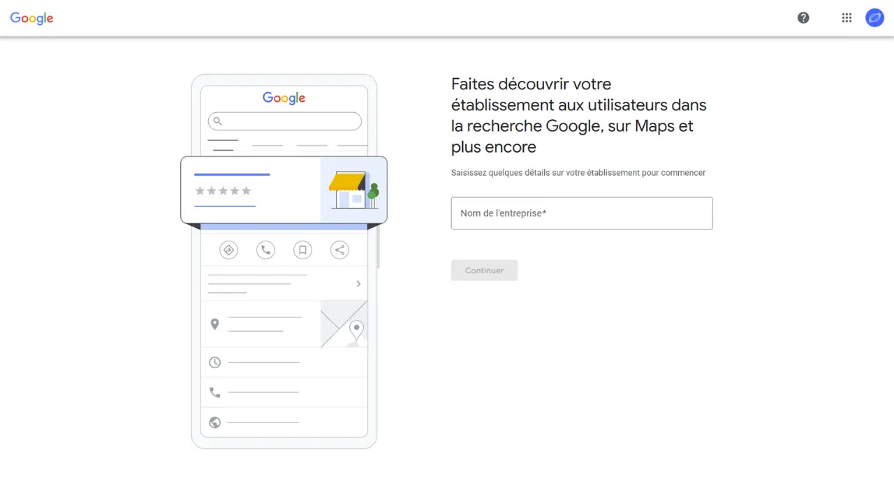 Etape de création de la fiche Google Business Profile