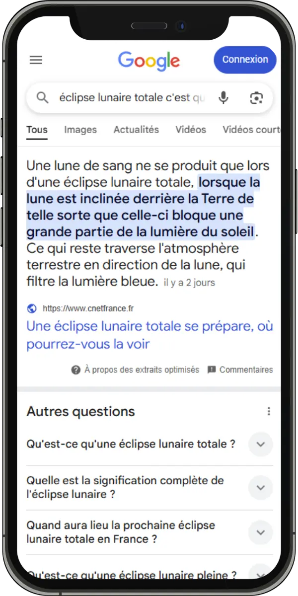 Position zéro vue mobile