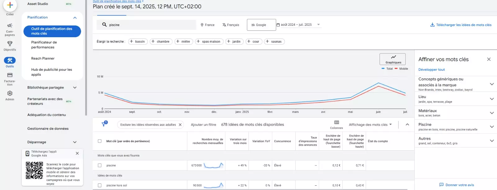 Interface Keyword Planner