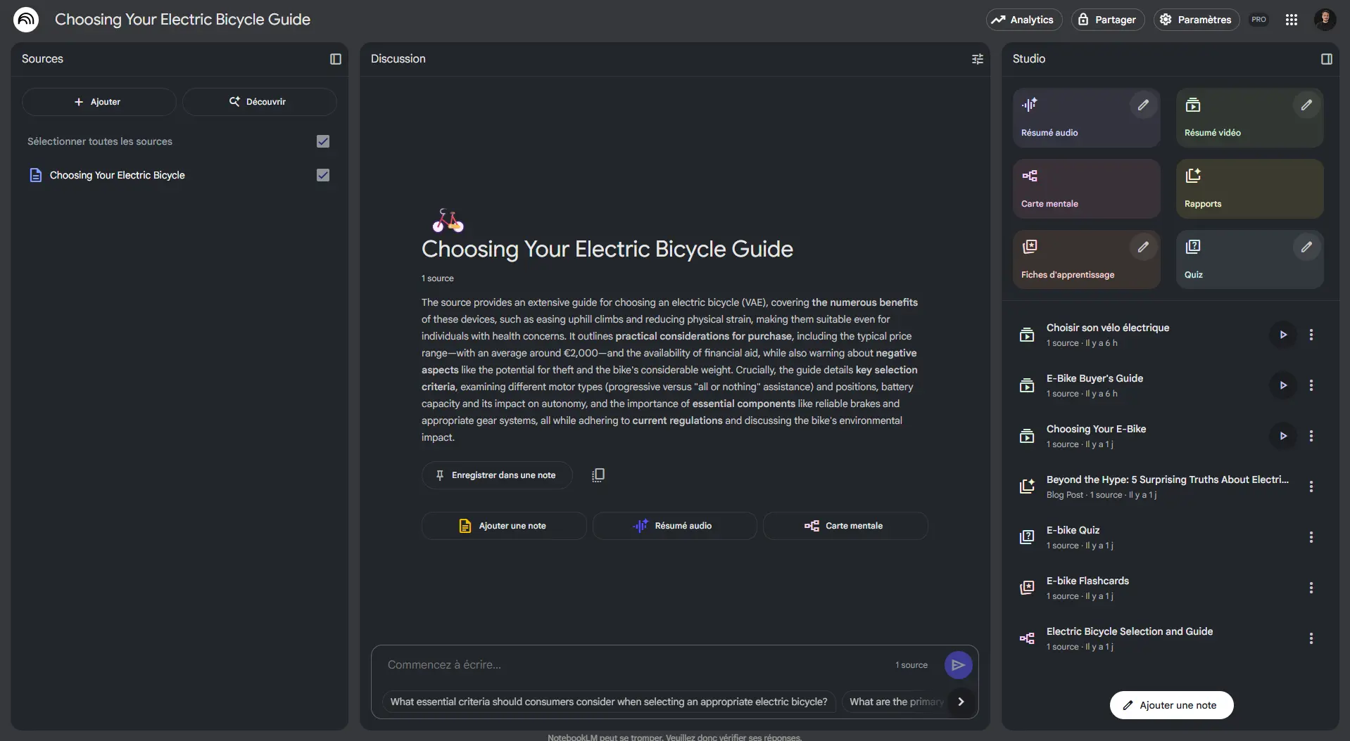 Interface NotebookLM