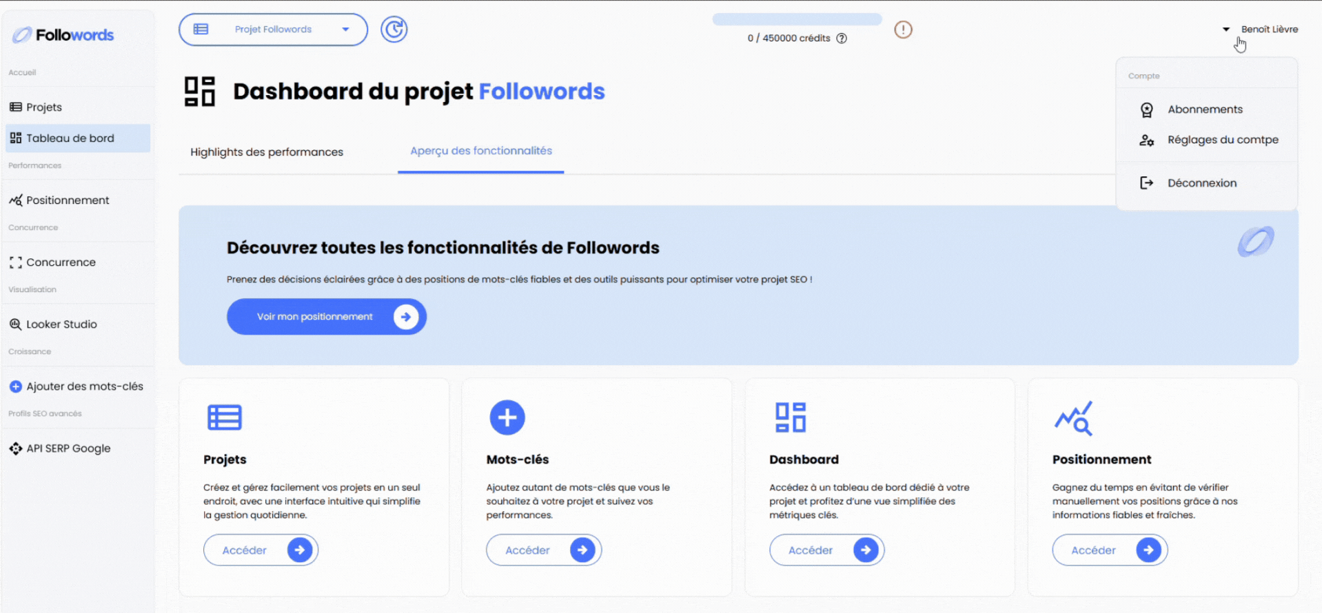 Actions pour changer de plan