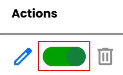 Toggle switch pour changer statut de projet - mode actif