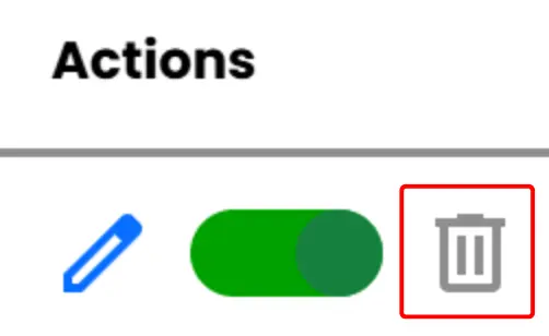 Bouton de suppression d'un projet