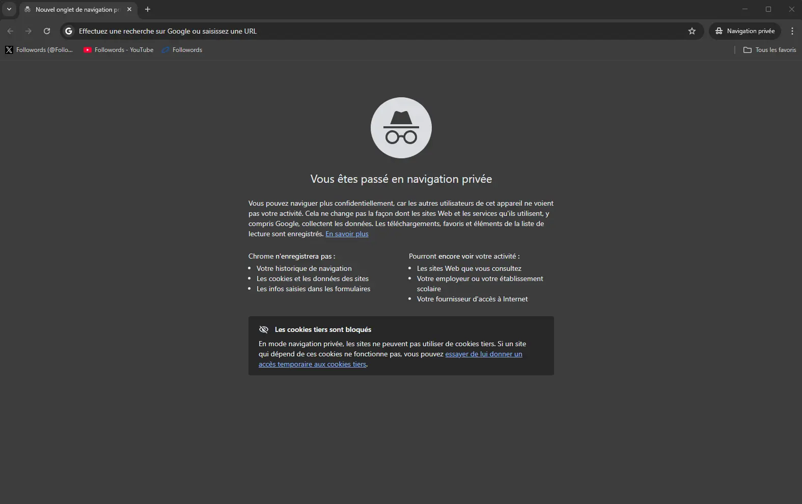 Navigation privée sur Google Chrome