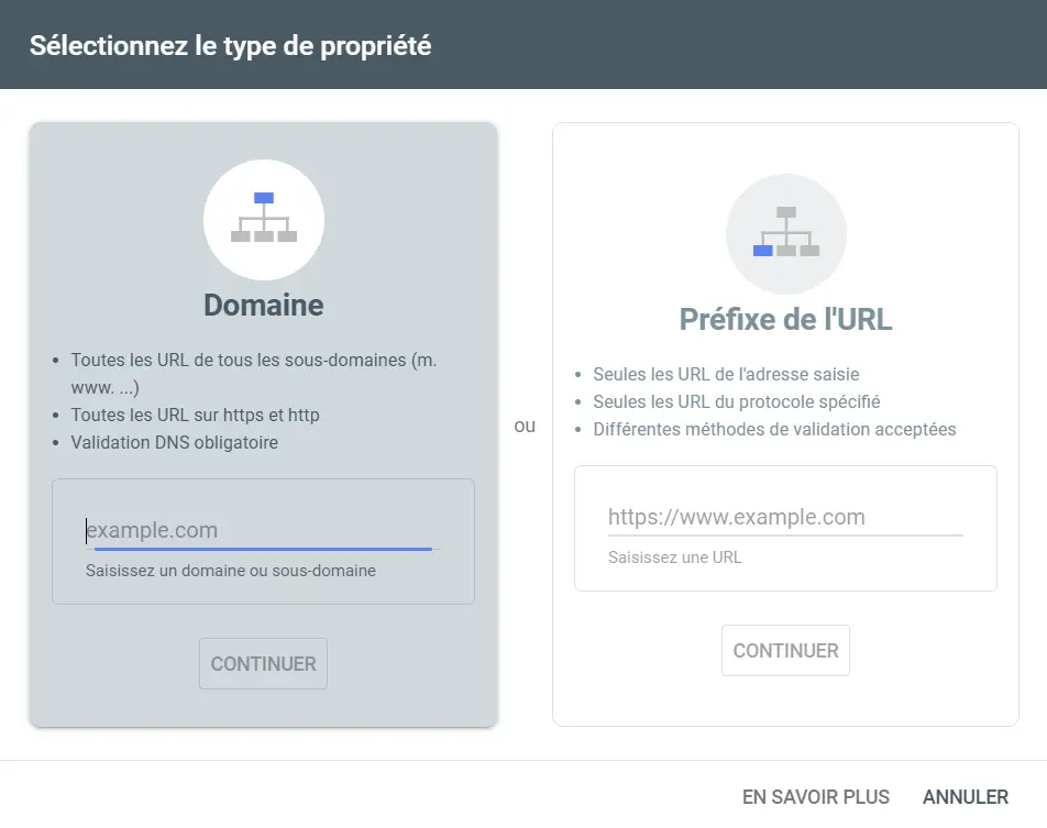 Propriété Google Search Console