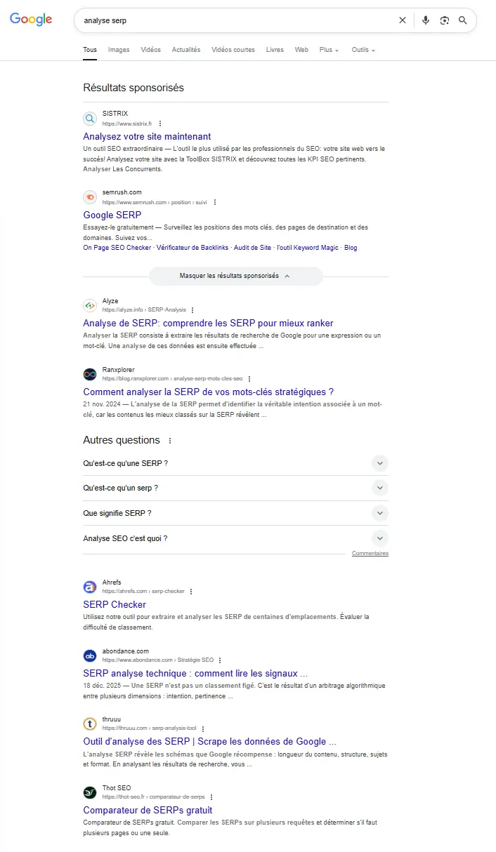Analyse SERP exemple