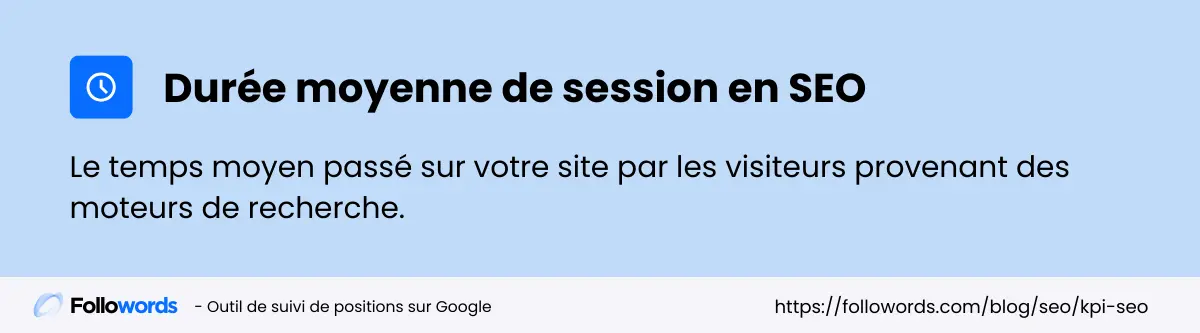 Bannière infographie durée moyenne des sessions SEO