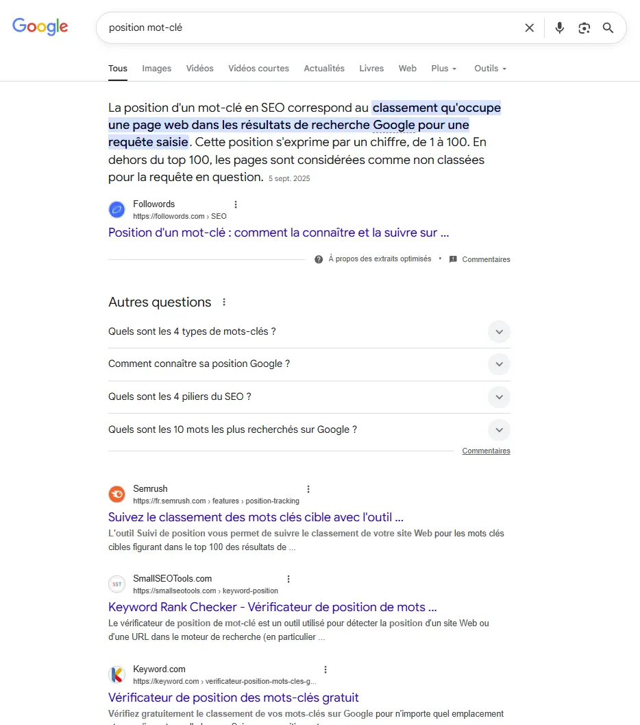 SERP Google exemple